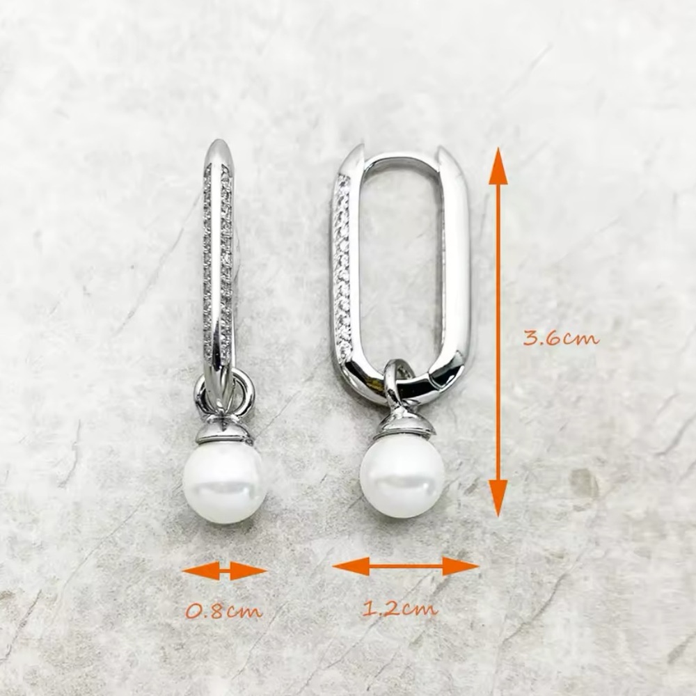 Elegant Silver and Pearl Drop Earrings - Picture 3 of 7